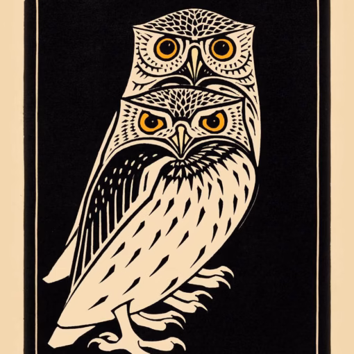 ‘Two Owls’, Julie de Graag, print from a linocut, 1921.