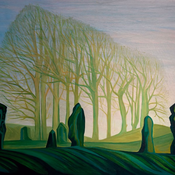 ‘The Avenue at Avebury’, Anna Dillon, oil on board, 1996.