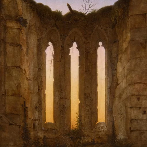 ‘Ruine Oybin’, Caspar David Friedrich, oil on canvas, 1812.