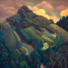 ‘Gathering Dark, Penhale’, Jo March. Acrylic on canvas.