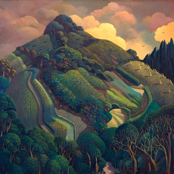 ‘Gathering Dark, Penhale’, Jo March. Acrylic on canvas.