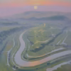 ‘Morning Mist, High and Over’, Mark Harrison, oil on board, 2011.