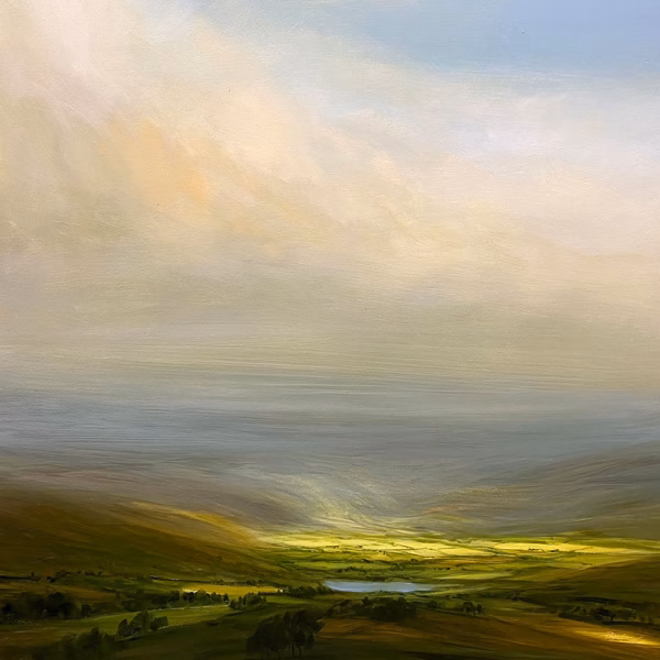 ‘Above the Vale’, Harry Brioche, oil on board.