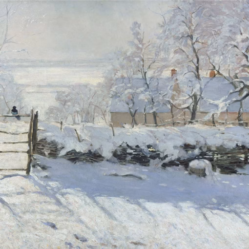 Christmas Cards: 'The Magpie', Claude Monet, oil on canvas, 1869.