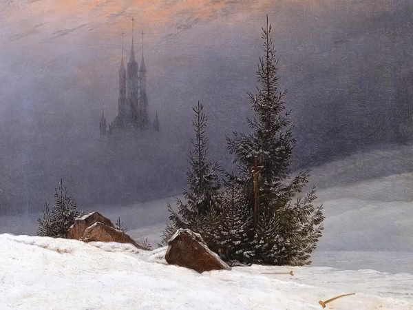 Christmas Cards: 'Winter Landscape with Church', Caspar Friedrich, oil on canvas, 1811.