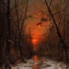 Christmas Cards: 'Sunset over the Winter Forest', Heinrich Gogarten, 1881.