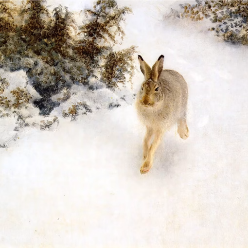 Christmas Cards: ‘Winter Hare’, Bruno Liljefors, oil on canvas, 1908.