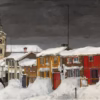 Christmas Cards: ‘Street in Røros in Winter’, Harald Sohlberg, oil on canvas, 1903.