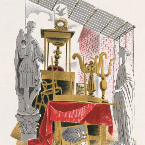 ‘Second Hand Furniture and Effects’, Eric Ravilious, colour lithograph, 1938.