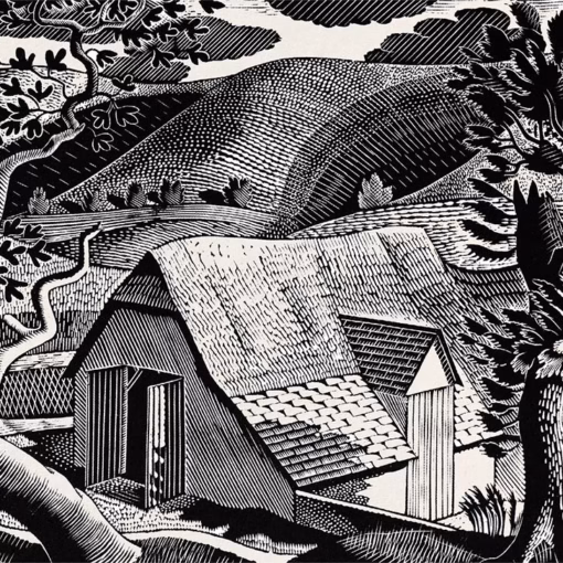 'Sussex Landscape', Eric Ravilious, wood engraving, 1931.