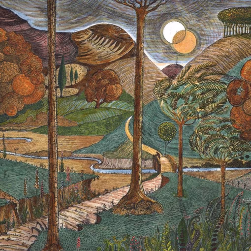 'Another World', Kit Boyd, hand coloured etching, 2022.