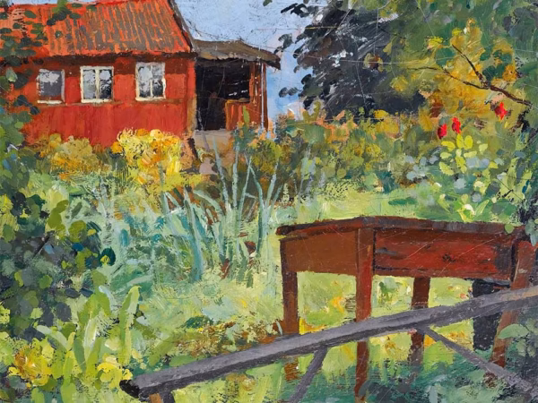 ‘Garden with Red House’, Edvard Munch, oil on canvas, 1882.