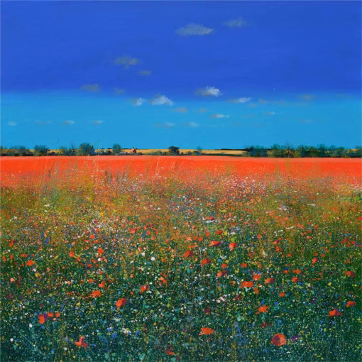 ‘The Red Field’, Paul Evans, acrylic on canvas, 2022.