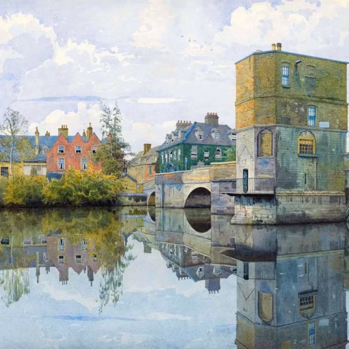 ‘The Bridge at St Ives, Huntingdonshire’, William Fraser Garden, ink and watercolour, 1903.