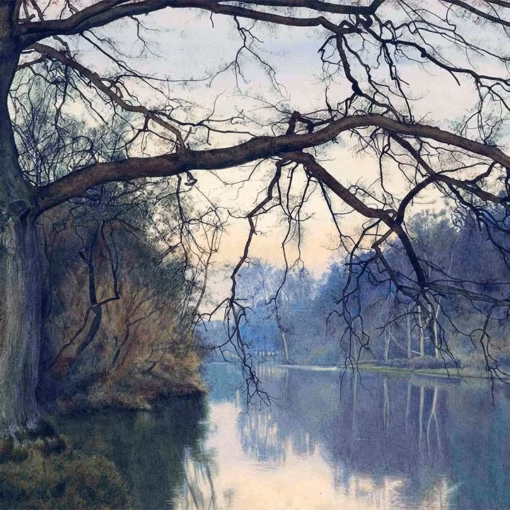 ‘A Great Tree on a Riverbank’, William Fraser Garden, ink and watercolour, 1892.