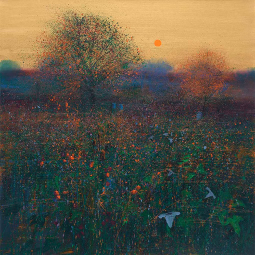 ‘The Going Down of the Sun’, Paul Evans, acrylic on canvas, 2022.