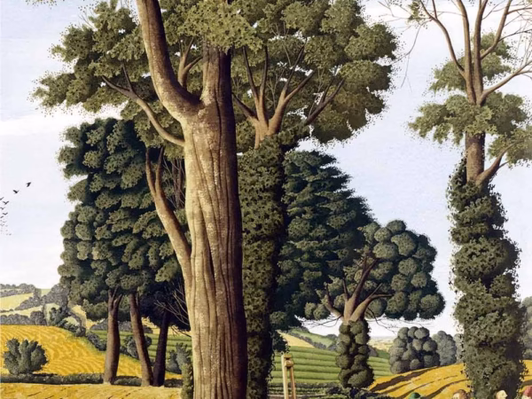 ‘Struggling with a Huge Canvas’, Simon Palmer, watercolour with ink and gouache, 2001.