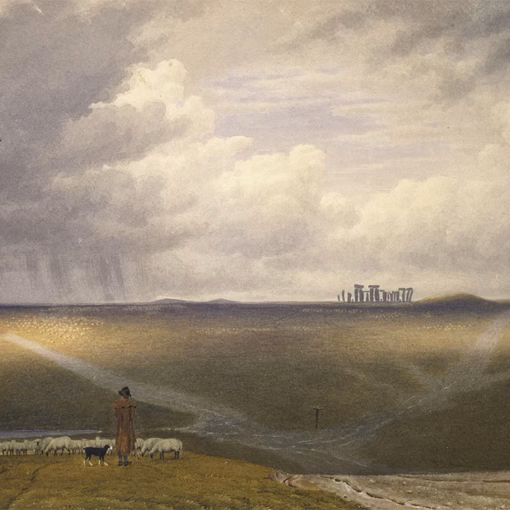 ‘Stonehenge, a Showery Day’ William Turner of Oxford, watercolour, 1840s.