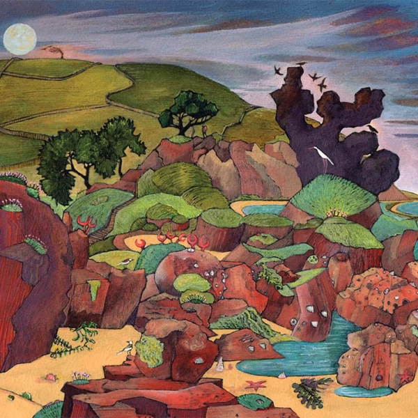 ‘Coast Walker’, Kit Boyd, hand coloured etching, 2021.