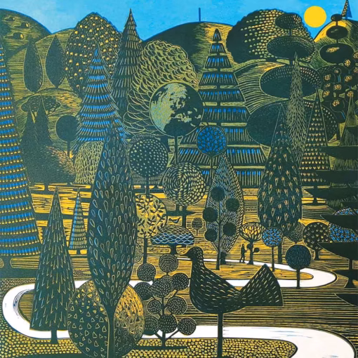 ‘The Topiarist’ Kit Boyd, linocut, 2020.