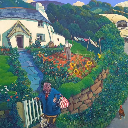 ‘Off the Bus’, Jo March, acrylic on board.