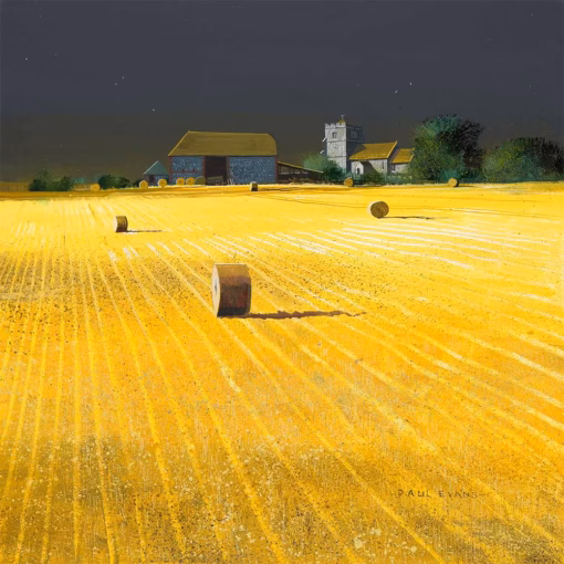 ‘Hamsey Bales’, Paul Evans, ink & acrylic, 2022.
