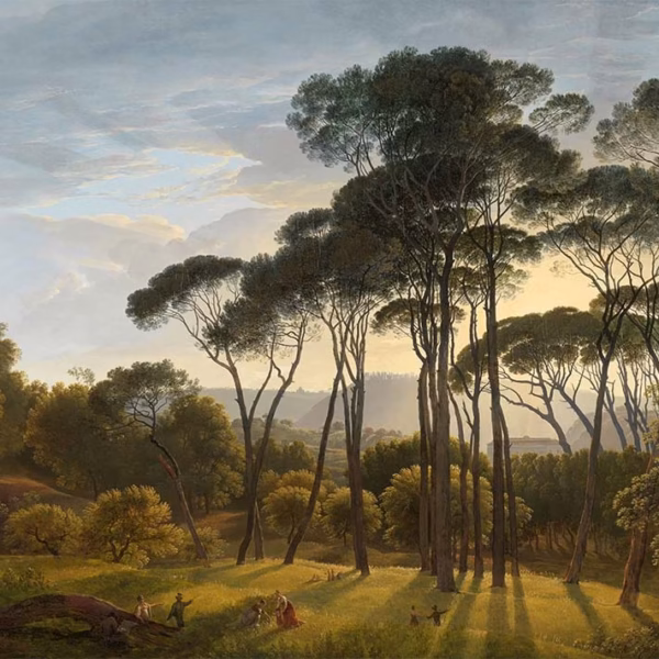 ‘Italian Landscape with Umbrella Pines’, Hendrik Voogd, oil on canvas, 1807