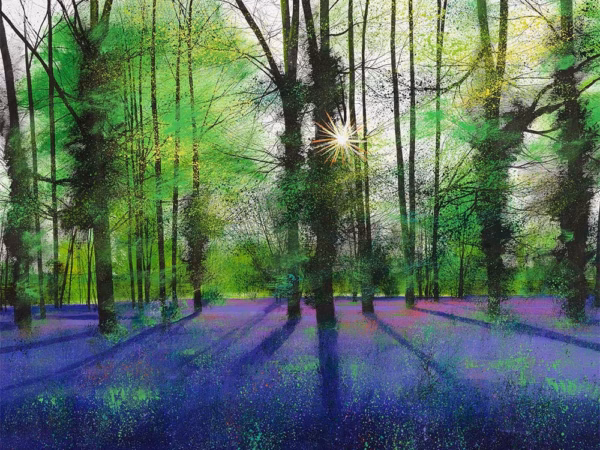 Paul Evans Greetings Cards: ‘Sunburst and Bluebells’, Paul Evans, acrylic on canvas, 2016.