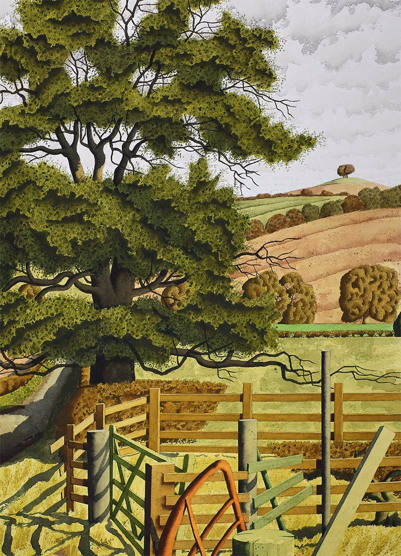 Simon Palmer Postcards: 'Silve Textured Boundary', Simon Palmer, watercolour with ink and gouache, 2023.