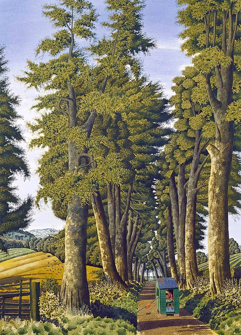 Simon Palmer Postcards: 'The Turnpike', Simon Palmer, watercolour, ink and gouache, 1999.