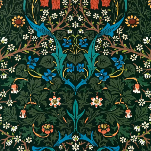 William Morris Postcards: ‘Blackthorn’, designed by John Henry Dearle, approved by William Morris. 1892.