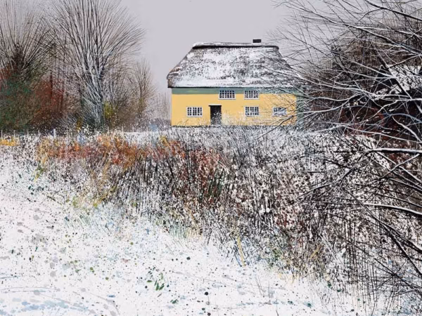 Paul Evans Christmas Cards: ‘Christmas Cottage’, Paul Evans, ink & acrylic, 2016.