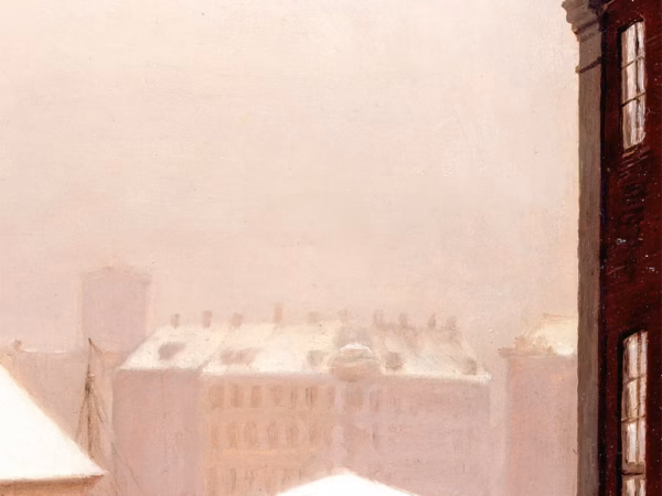 Christmas Cards: ‘Copenhagen; Roofs Under the Snow’, Peder Severin Krøyer, oil on canvas, 19th century.