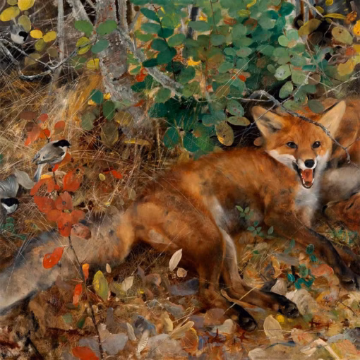 Bruno Liljefors Greetings Cards: ‘Foxes’, Bruno Liljefors, oil on canvas, 1886.