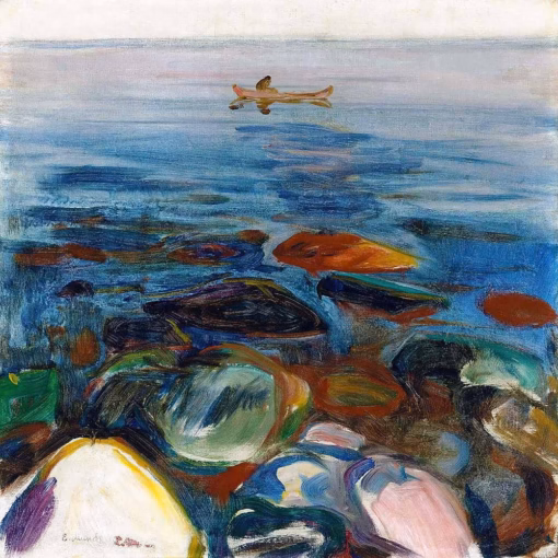 Edvard Munch Greetings Cards: ‘Rowing Boat on the Sea’ Edvard Munch, oil on canvas, 1904.