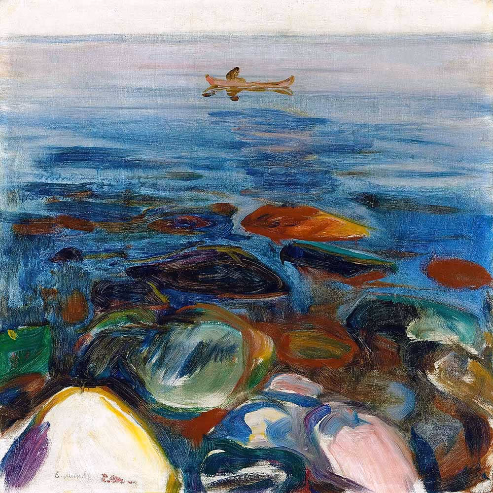 Edvard Munch Greetings Cards: ‘Rowing Boat on the Sea’ Edvard Munch, oil on canvas, 1904.