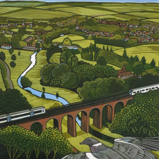 Kit Boyd Greetings Cards: 'Eynsford', Kit Boyd, linocut, 2022.