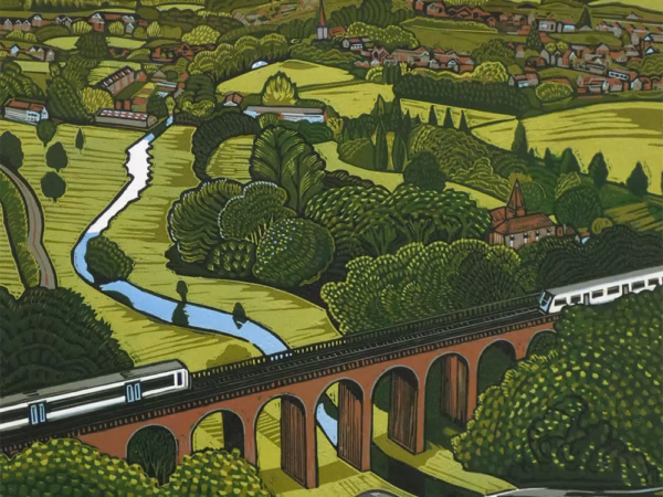Kit Boyd Greetings Cards: 'Eynsford', Kit Boyd, linocut, 2022.