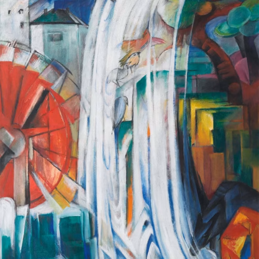Franz Marc Greetings Cards: ‘The Bewitched Mill’, Franz Marc, oil on canvas, 1913.