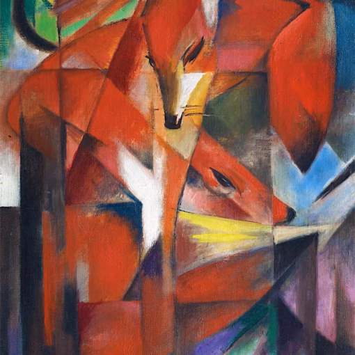 Franz Marc Greetings Cards: ‘The Foxes’, Franz Marc, oil on canvas, 1913.
