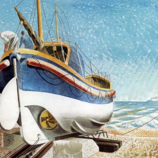 Eric Ravilious Postcards: ‘The Lifeboat’, Eric Ravilious, watercolour, 1938.