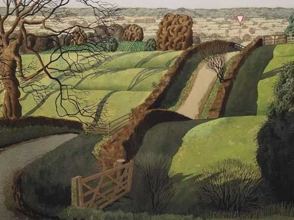 Simon Palmer Prints: 'Above Ellingstring', Simon Palmer, watercolour, ink and gouache, 2016.