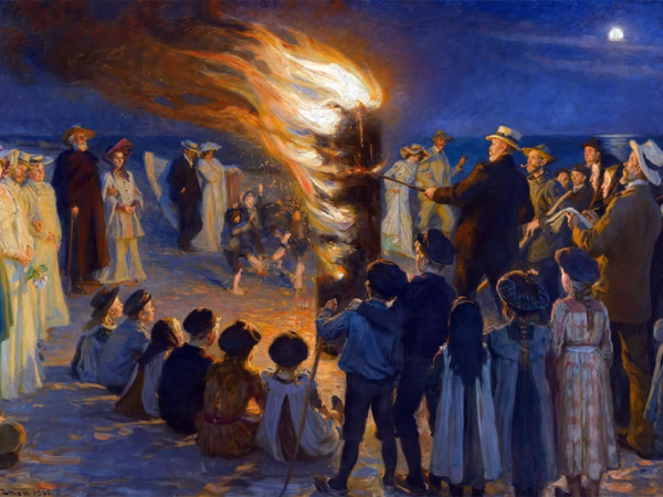 The Skagen Painters: ‘Midsummer Eve bonfire on Skagen's beach’, Peder Severin Krøyer, oil on canvas, 1906.