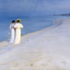 The Skagen Painters: ‘Summer Evening on Skagen's Beach. Anna Ancher and Marie Krøyer walking together’, Peder Severin Krøyer, oil on canvas, 1893.