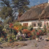 Peder Mørk Mønsted Greetings Cards: ‘A Cottage Garden with Chickens’, Peder Mørk Mønsted, oil on canvas, 1919.