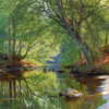 Peder Mørk Mønsted Greetings Cards: ‘Forest Stream’, Peder Mørk Mønsted, oil on canvas, 1896.