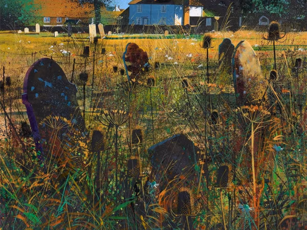 Paul Evans Cards: ‘Summer Light, Winchelsea’, Paul Evans, ink and acrylic, 2023.