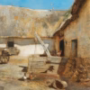 ‘Chickens in a Farmhouse Courtyard’, Rudolf Ribarz, oil on panel, 1883.