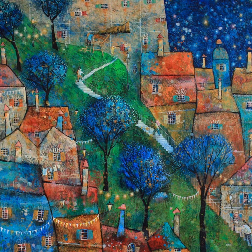 Adrian Sykes Cards: ‘The Astronomers’, Adrian Sykes, oil and mixed media on board.