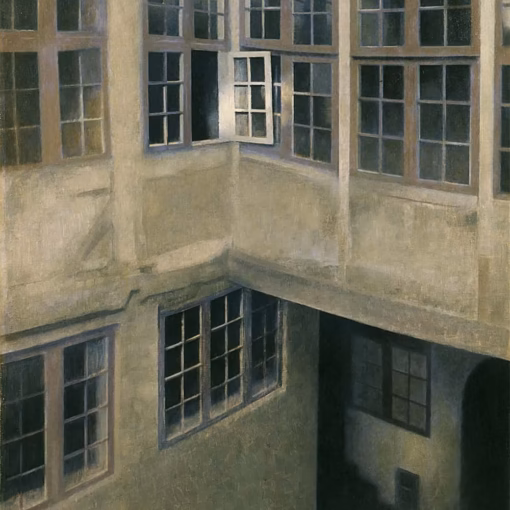 Hammershøi Greetings Cards: ‘Interior of Courtyard, Strandgade 30’, Vilhelm Hammershøi, oil on canvas, 1899.